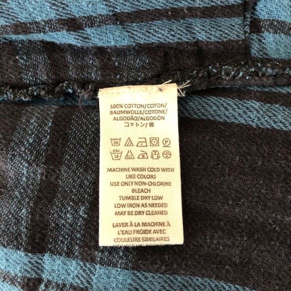 Free People Navy Plaid Flannel Button Down Long Sleeve Shirt Top size XS - Picture 10 of 13